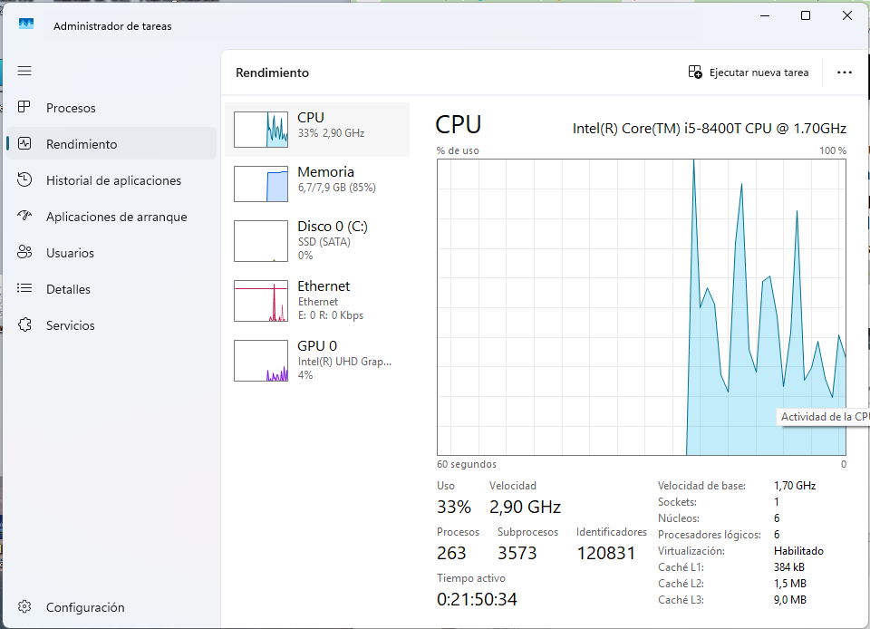 Procesador de tu ordenador Windows